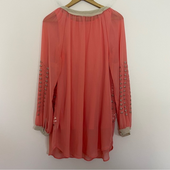 Soft Surroundings Peach Pink Beaded Tassel Tank Top and Blouse Set Size Medium - Picture 2 of 4